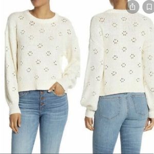 Madewell Ivory Floral Pointelle Sweater XS